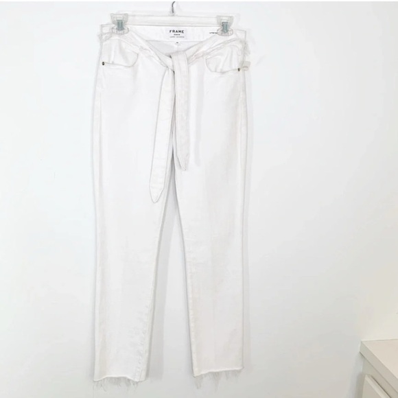 FRAME DENIM Le High Rise
NWOT Sz 25 Straight Leg Tie Waist White Jeans - Picture 8 of 12